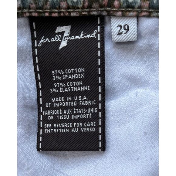 7 For All Mankind Beige Pink Green Snake Print Low-Rise Tapered Ankle Jeans, 29 - Picture 12 of 16